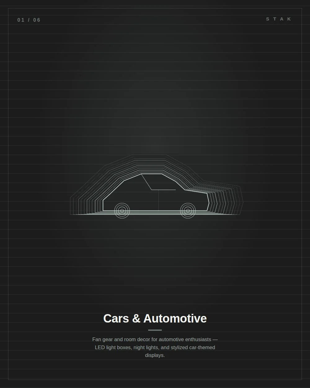 Line drawing of a car with layered outlines