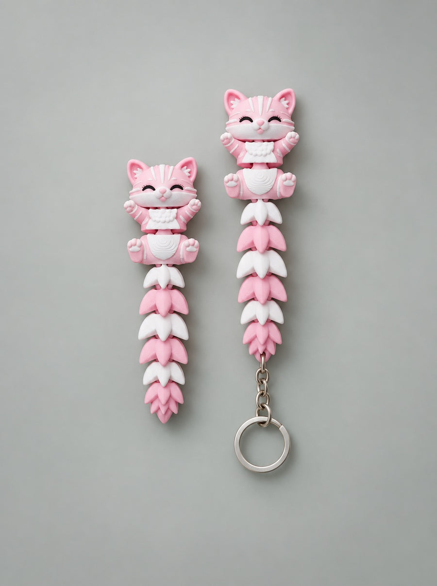 Fluffy Tail Flexi Cat Keychain