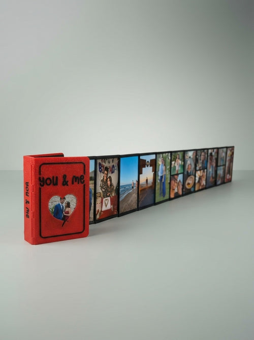 Love Book photo album with its pages unfolded
